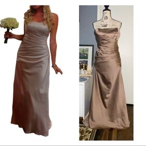David bridal satin ruched gown F13974